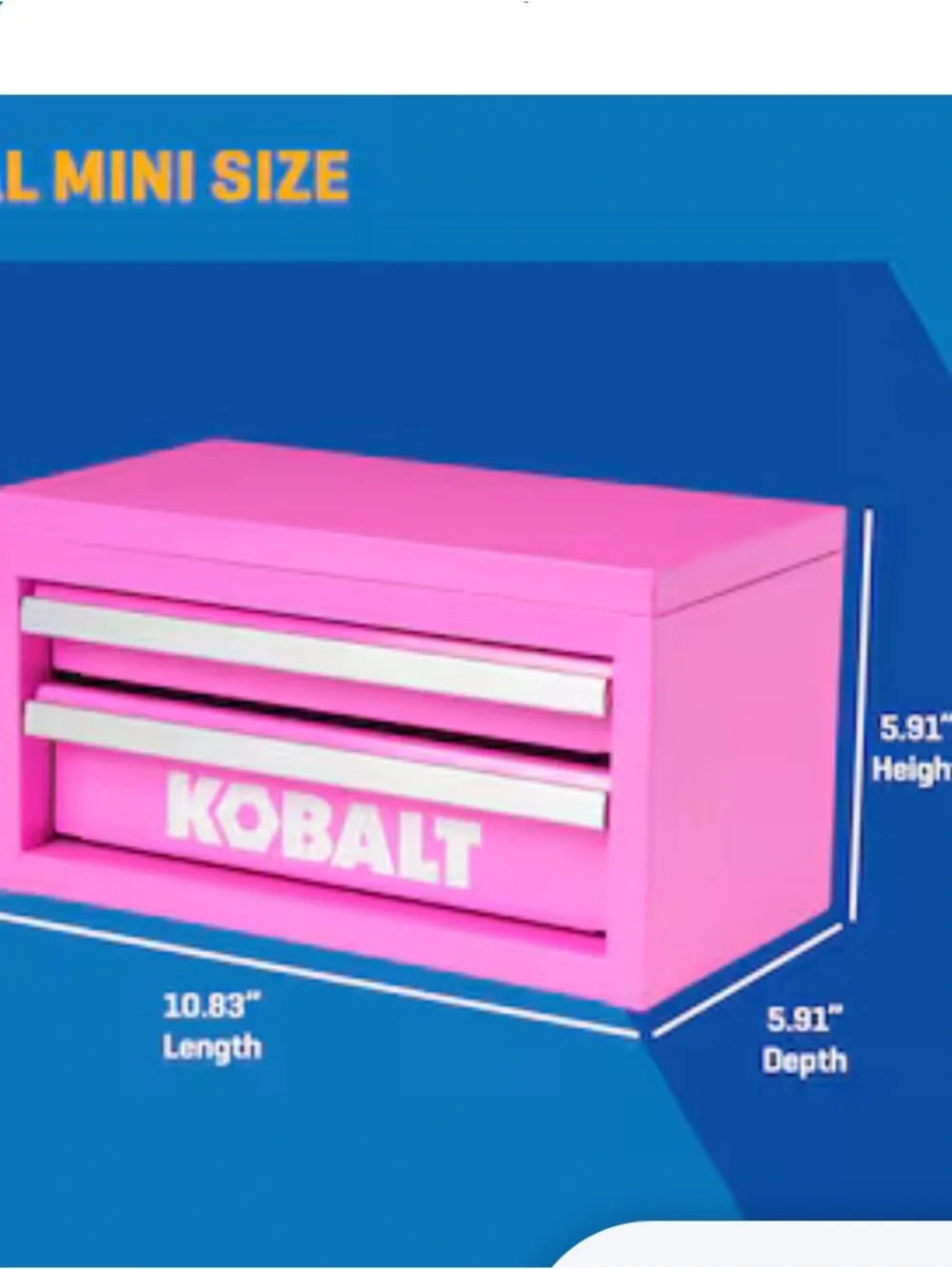 “New” KOBALT 2-Drawer Bubble Gum Pink Steel Tool Box/Jewelry Box